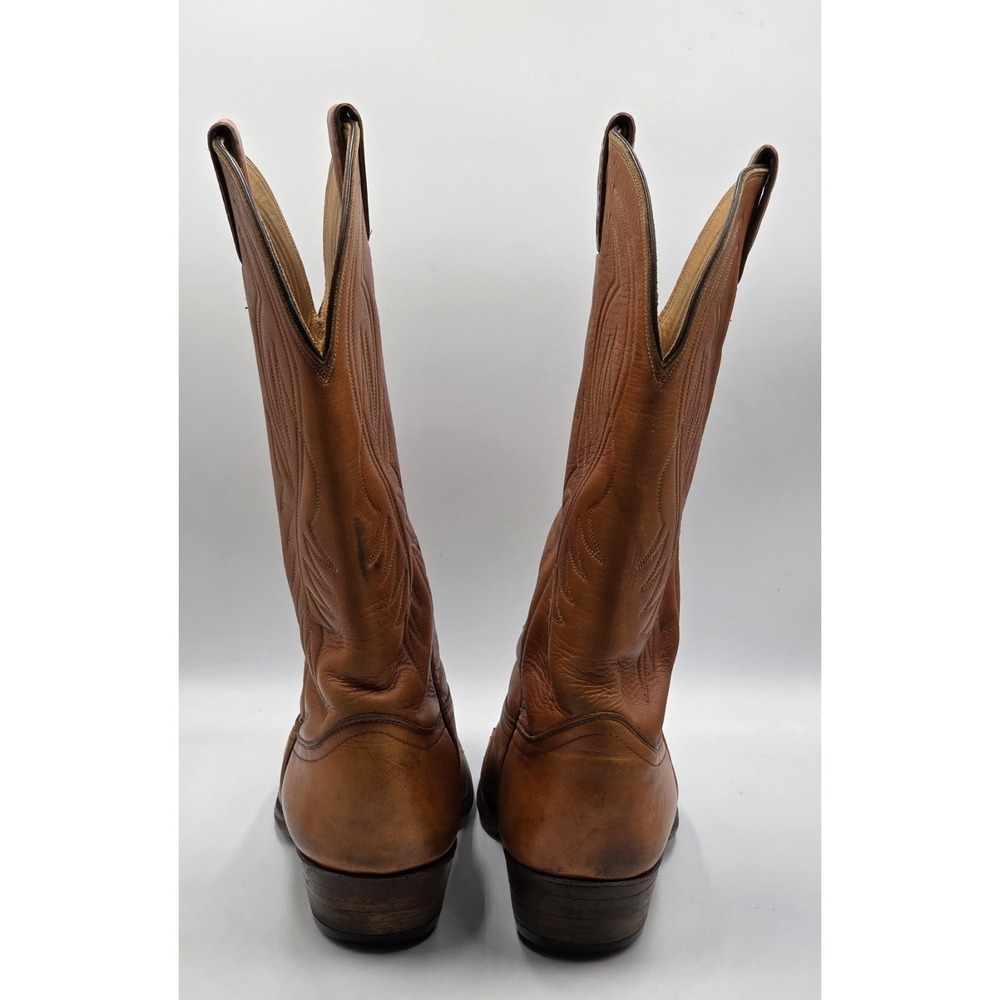 Vintage Justin Cowboy Boots Mens Size 9 D Style 2497 Cognac Leather USA Made - Picture 9 of 13